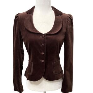 NWT Antonio Melani Miranda Dark Roast Brown Velvet Blazer Jacket Women's Size 2